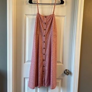 Berydress Women's Spaghetti Strap Button Down Midi Sundress - Large